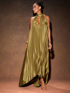 Vestido Longo Elegante Plissado Stratifié, Loja Mayzê