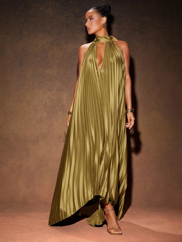 Vestido Longo Elegante Plissado Stratifié, Loja Mayzê