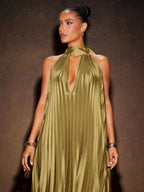 Vestido Longo Elegante Plissado Stratifié, Loja Mayzê