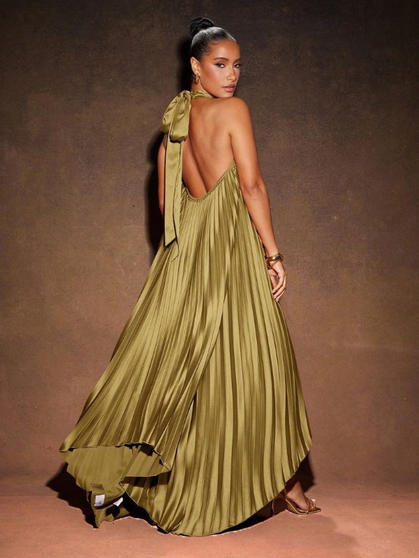 Vestido Longo Elegante Plissado Stratifié, Loja Mayzê