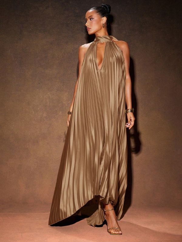 Vestido Longo Elegante Plissado Stratifié, Loja Mayzê