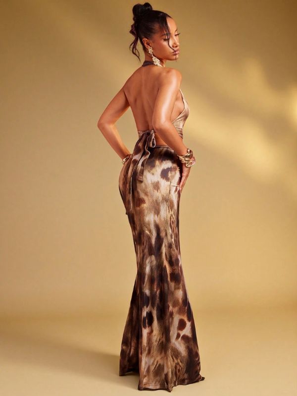 Vestido Maxi Animal Print Fenda Dupla Mayzê