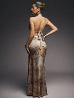 Vestido Maxi Animal Print Fenda Dupla Mayzê