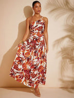 Vestido Maxi Casual Estampa Feuilles Mayzê