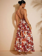Vestido Maxi Casual Estampa Feuilles Mayzê