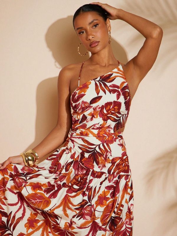 Vestido Maxi Casual Estampa Feuilles Mayzê
